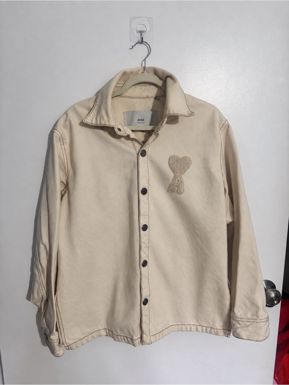 AMI Paris Cream Overshirt Jacket Size Small